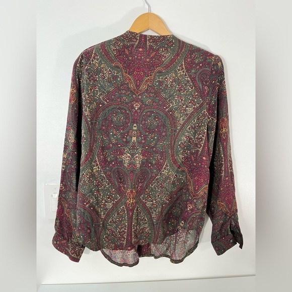 Vintage Womens Size 14 Button Up Paisley Print Shirt Mister Leonard Shoulder Pad - Picture 4 of 9